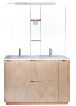 Ondee Meuble de salle de bains à poser H.185 x l.120 cm, décor bois, Palermo* Ensemble Meuble De Salle De Bains|Meuble Vasque