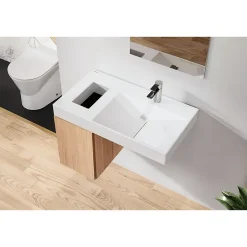 Sanindusa Meuble de salle de bains couleur chêne pour lavabo Flux (vasque et mitigeur non inclus)* Meuble Sous-Vasque