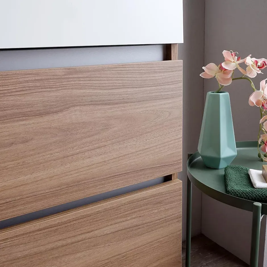 Kiamami Valentina Meuble De Salle De Bains Suspendu 120Cm Tiroirs Et Lavabo 1 Cuve Sans Miroir - Valentina