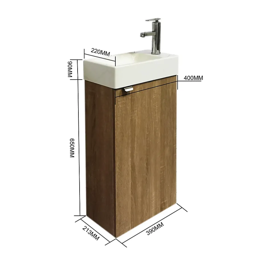 Top Bath Meuble de Salle de Bains avec vasque/lavabo Lave main à suspendre Ana 40 chêne