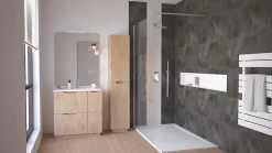 Ondee Meuble de salle de bains à poser H.185 x l.80 cm, décor bois, Palermo