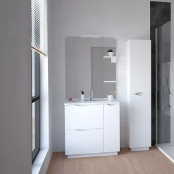 Ondee Meuble de salle de bains à poser H.185 x l.80 cm, blanc, Palermo