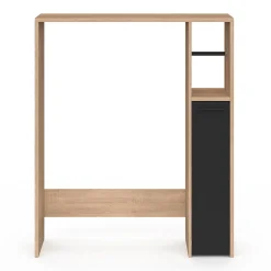 IDMarket Meuble dessus WC WALLIS avec placard façon hêtre et noir