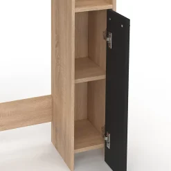 IDMarket Meuble dessus WC WALLIS avec placard façon hêtre et noir