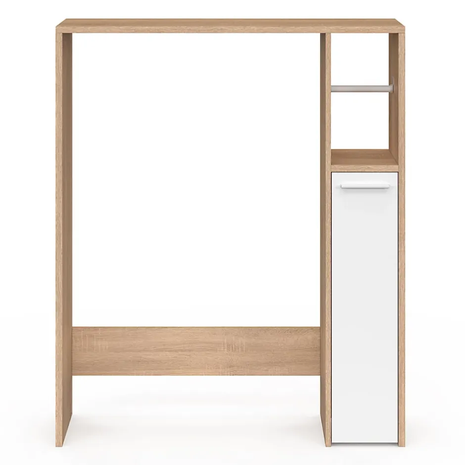 IDMarket Meuble dessus WC WALLIS avec placard façon hêtre et blanc