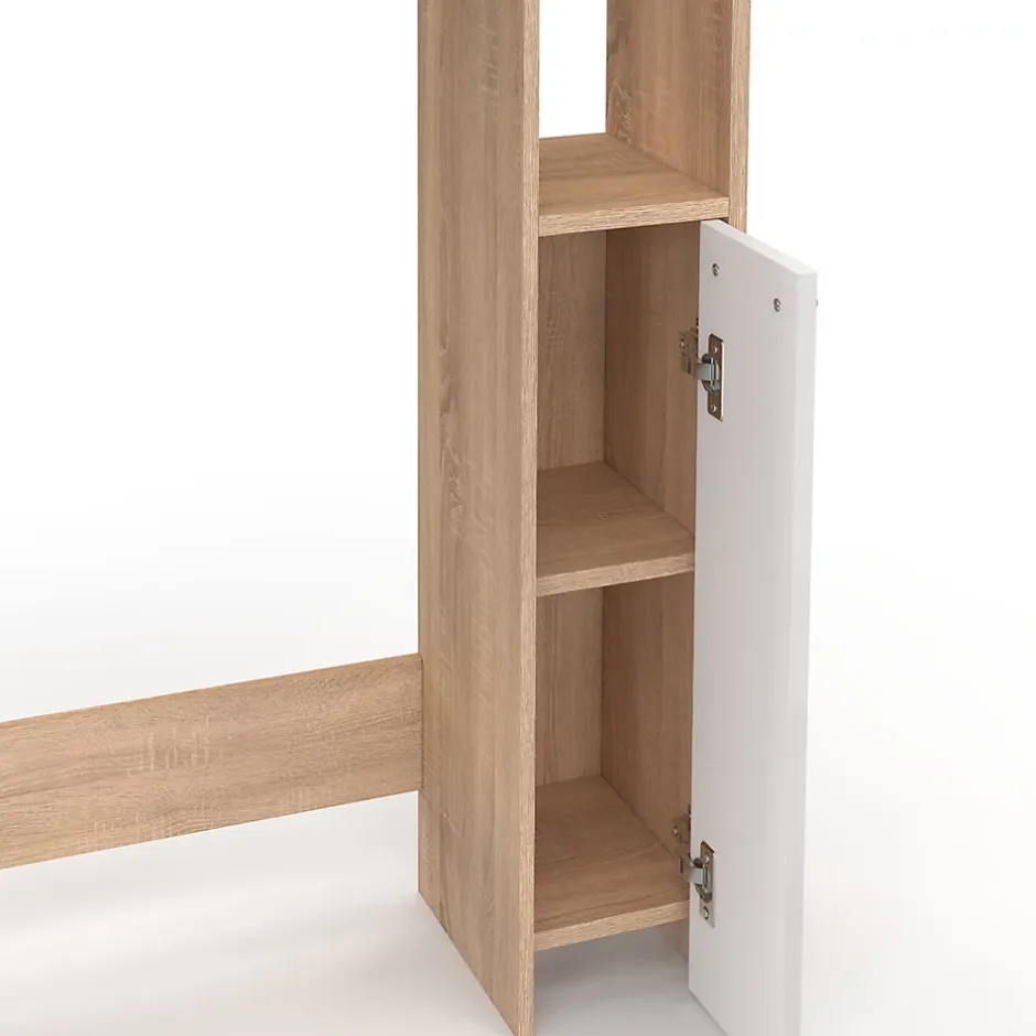 IDMarket Meuble dessus WC WALLIS avec placard façon hêtre et blanc