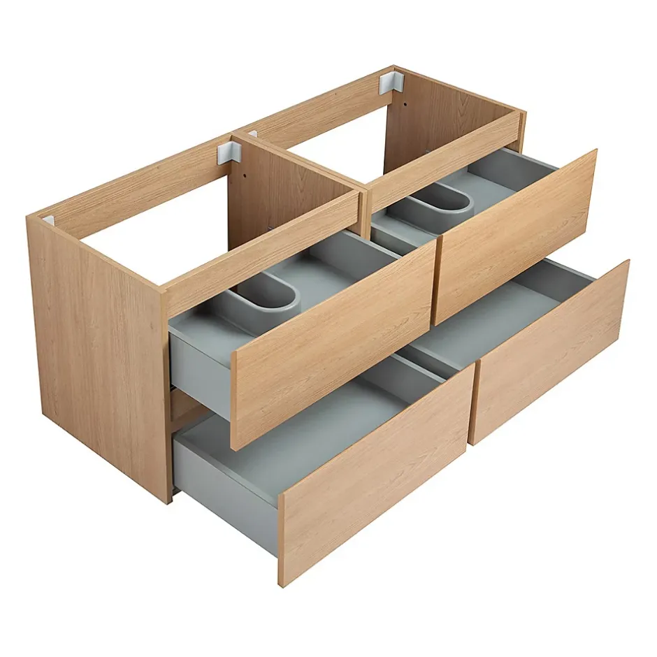 Bain-Bain Meuble double Prémonté sous vasque Bois 120Cm SAYA -