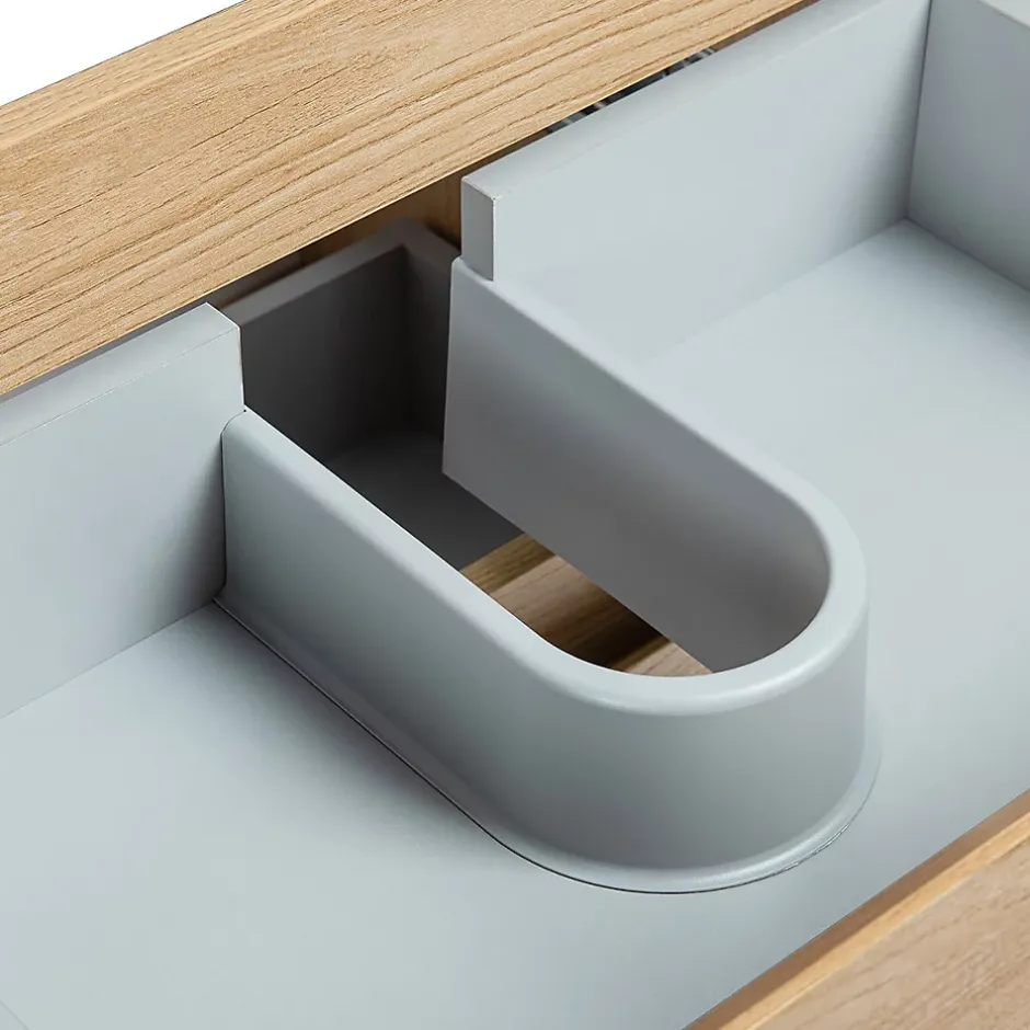 Bain-Bain Meuble double Prémonté sous vasque Bois 120Cm SAYA -