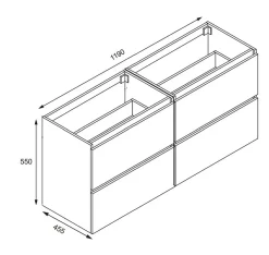 Bain-Bain Meuble double Prémonté sous vasque Bois 120Cm SAYA -