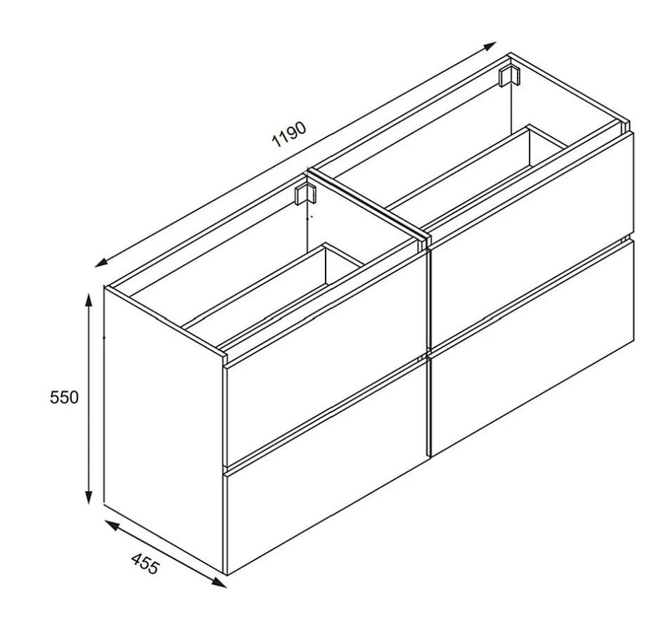 Bain-Bain Meuble double Prémonté sous vasque Bois 120Cm SAYA -
