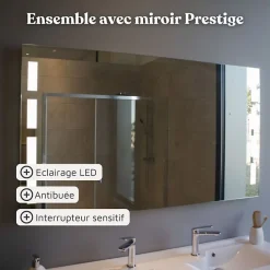 Cuisibane Meuble double vasque 140 cm ARLEQUIN avec miroir Prestige - Blanc - Blanc* Ensemble Meuble De Salle De Bains