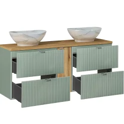Petits-Meubles Meuble double vasque 140cm 4 tiroirs Jade Vert et Bois* Meuble Vasque