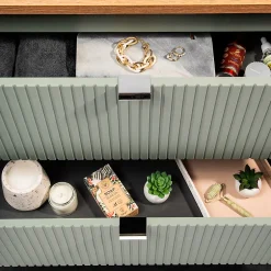 Petits-Meubles Meuble double vasque 140cm 4 tiroirs Jade Vert et Bois* Meuble Vasque