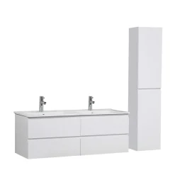 Mob-In Meuble double vasque 120cm SORRENTO Blanc + colonne* Ensemble Meuble De Salle De Bains
