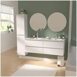 Mob-In Meuble double vasque 120cm SORRENTO Blanc + colonne* Ensemble Meuble De Salle De Bains