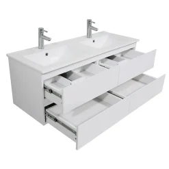 Mob-In Meuble double vasque 120cm SORRENTO Blanc + colonne* Ensemble Meuble De Salle De Bains