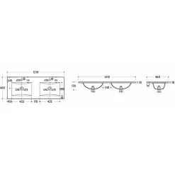 Sanitaire Meuble double vasque JUPITER 3.0 Blanc Brillant 120cm - Sans miroir* Meuble Vasque