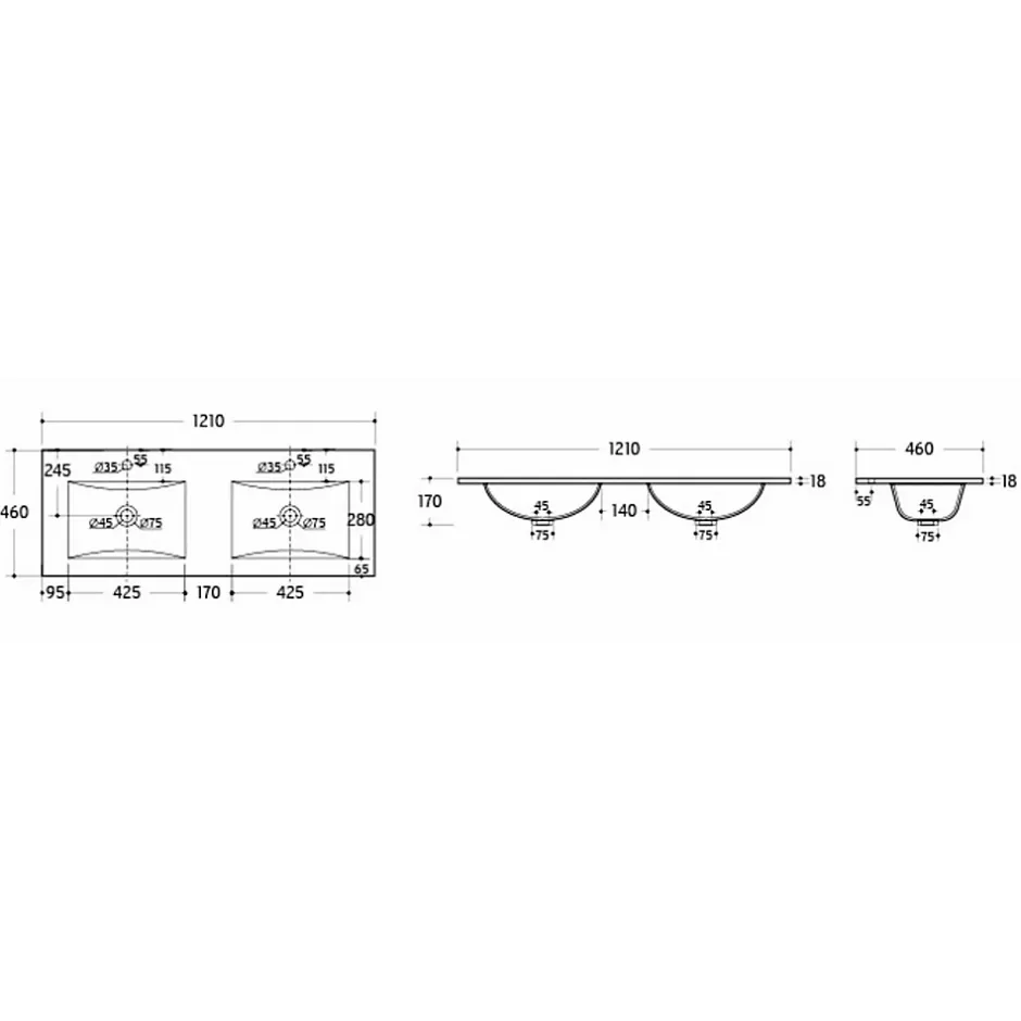 Sanitaire Meuble double vasque JUPITER 3.0 Blanc Brillant 120cm - Sans miroir* Meuble Vasque