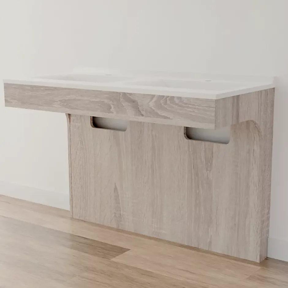 Cuisibane Meuble double vasque PMR ALTEA 120 cm - Cambrian oak* Meuble Vasque