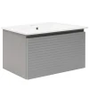 Naturel Meuble et vasque salle de bain strié Savona 98x43x44,8 cm gris mat (SAVONA100GM)