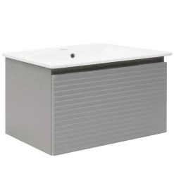 Naturel Meuble et vasque salle de bain strié Savona 98x43x44,8 cm gris mat (SAVONA100GM)