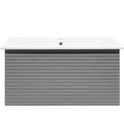Naturel Meuble et vasque salle de bain strié Savona 98x43x44,8 cm gris mat (SAVONA100GM)