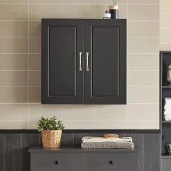 Sobuy Meuble Haut Armoire de Toilettes Salle de Bain Suspendue, 2 Portes, FRG231-SCH,* Armoire De Toilette|Meuble De Salle De Bains Faible Profondeur