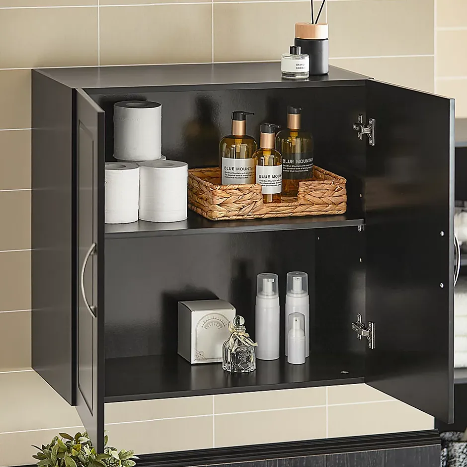 Sobuy Meuble Haut Armoire de Toilettes Salle de Bain Suspendue, 2 Portes, FRG231-SCH,* Armoire De Toilette|Meuble De Salle De Bains Faible Profondeur