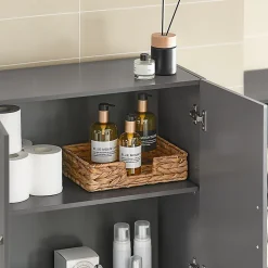 Sobuy Meuble Haut Armoire de Toilettes Salle de Bain Suspendue, 2 Portes, FRG231-DG,* Armoire De Toilette|Meuble De Salle De Bains Faible Profondeur