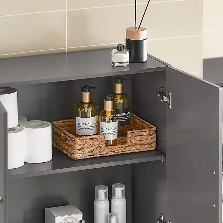 Sobuy Meuble Haut Armoire de Toilettes Salle de Bain Suspendue, 2 Portes, FRG231-DG,* Armoire De Toilette|Meuble De Salle De Bains Faible Profondeur