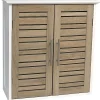 Ideko Meuble haut de salle de bain - Double vasque - Blanc/Chêne vieilli