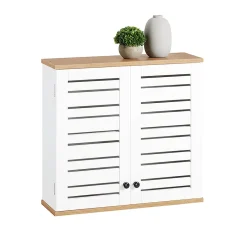 Sobuy Meuble Haut de Salle de Bain avec 2 Portes Armoire Suspendue, BZR42-W,