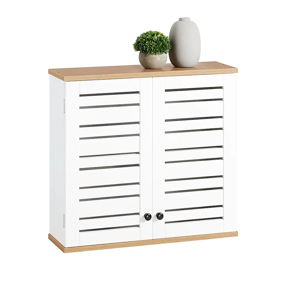 Sobuy Meuble Haut de Salle de Bain avec 2 Portes Armoire Suspendue, BZR42-W,