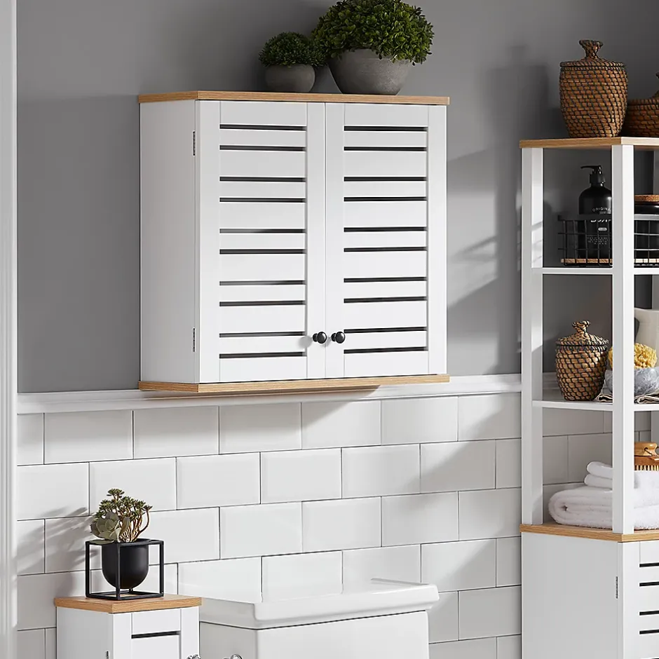 Sobuy Meuble Haut de Salle de Bain avec 2 Portes Armoire Suspendue, BZR42-W,