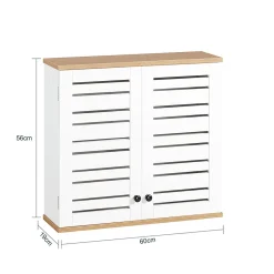 Sobuy Meuble Haut de Salle de Bain avec 2 Portes Armoire Suspendue, BZR42-W,
