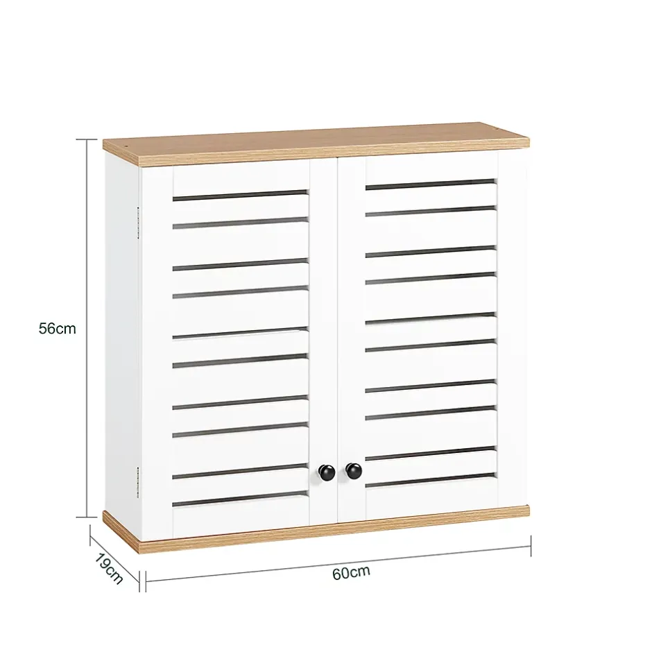 Sobuy Meuble Haut de Salle de Bain avec 2 Portes Armoire Suspendue, BZR42-W,