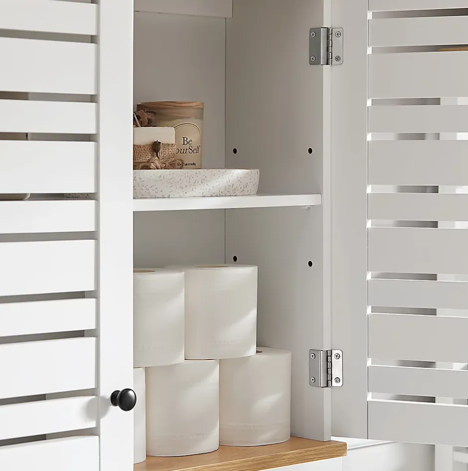 Sobuy Meuble Haut de Salle de Bain avec 2 Portes Armoire Suspendue, BZR42-W,