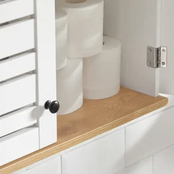 Sobuy Meuble Haut de Salle de Bain avec 2 Portes Armoire Suspendue, BZR42-W,