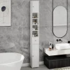 ProximaX Meuble haut et étroit salle de bain blanc, autoportant avec 1 tiroir, 2 portes et 4 étagères réglables, 180 cm