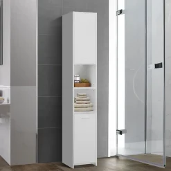 Ml-Design Meuble haute salle de bain colonne étroite de rangement blanc MDF 30x190x30 cm