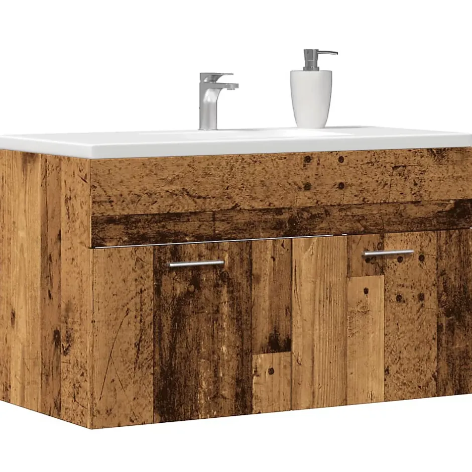 Vidaxl Meuble lavabo de salle de bain vieux bois bois d'ingénierie* Meuble Wc
