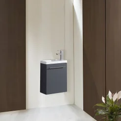 Jindoli Meuble lave main vasque 40 cm gris laque Aquapixo