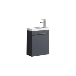 Jindoli Meuble lave main vasque 40 cm gris laque Aquapixo