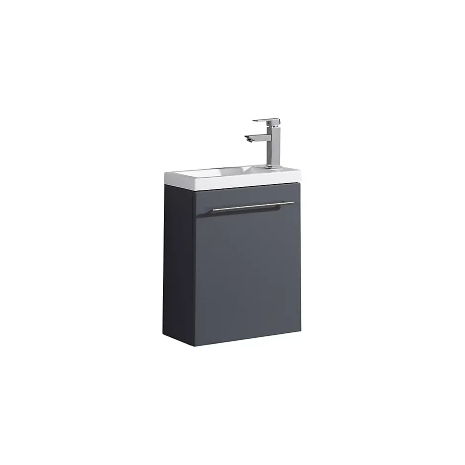 Jindoli Meuble lave main vasque 40 cm gris laque Aquapixo