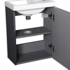 Jindoli Meuble lave main vasque 40 cm gris laque Aquapixo