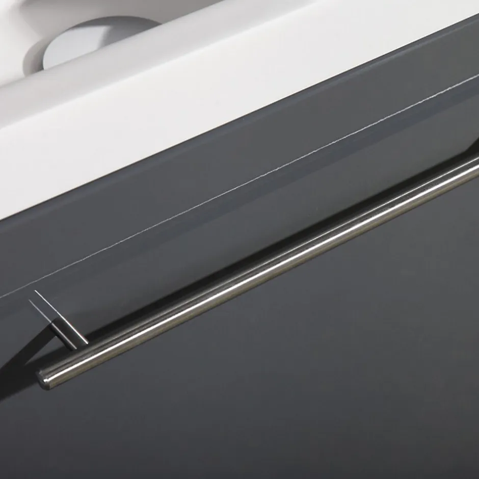 Jindoli Meuble lave main vasque 40 cm gris laque Aquapixo