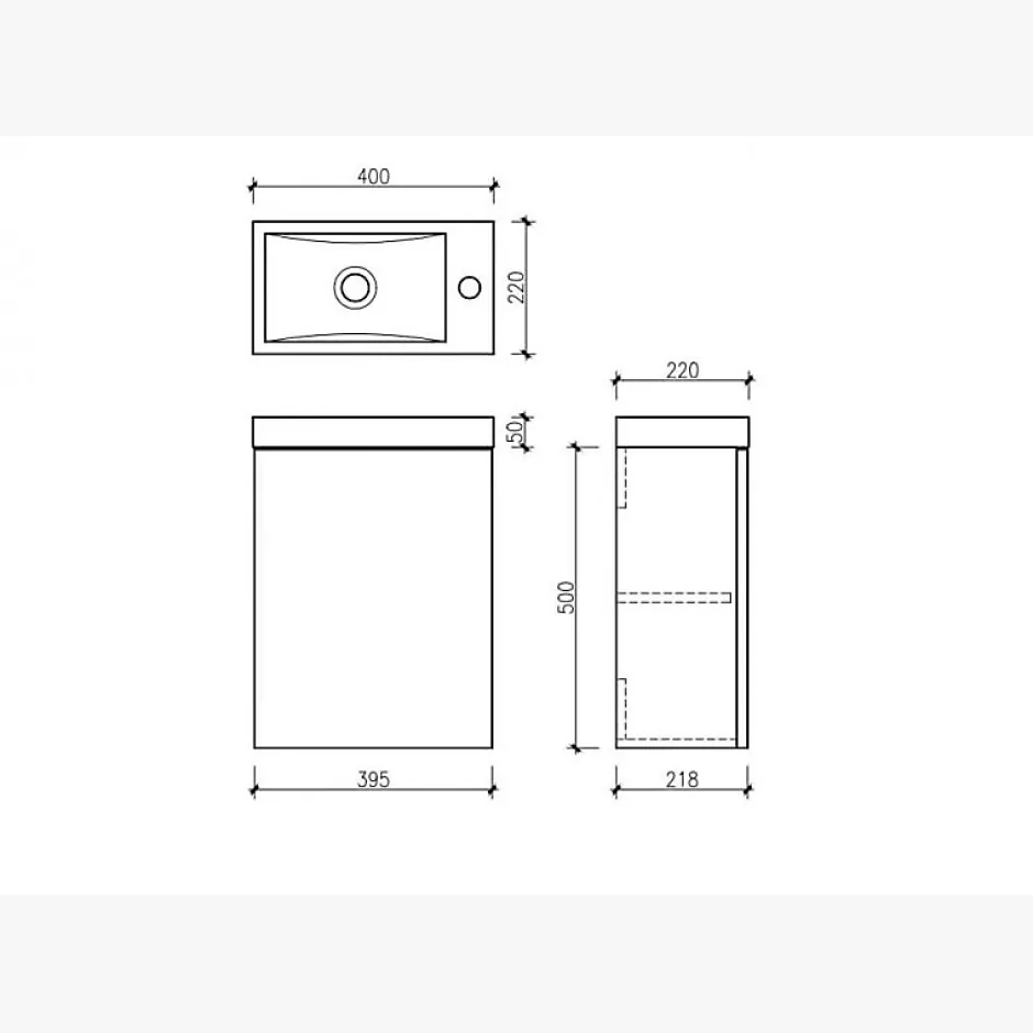 Jindoli Meuble lave main vasque 40 cm gris laque Aquapixo