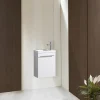 Jindoli Meuble lave main vasque 40 cm blanc laqué Aquapixo* Plan Vasque Lave-Mains