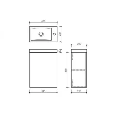 Jindoli Meuble lave main vasque 40 cm blanc laqué Aquapixo* Plan Vasque Lave-Mains