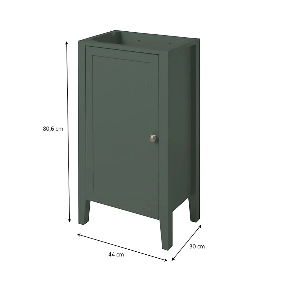 GoodHome Meuble lave mains à poser vert mat l.44 x H.80,6 x P.30 cm, Perma